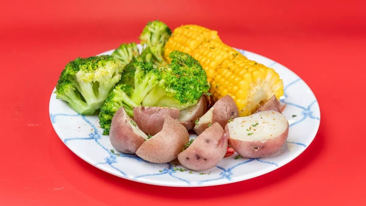 Corn, broccoli and potatoes